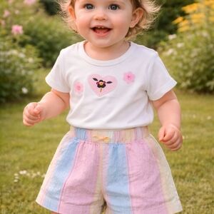 Adorable Pastel Striped Kids Casual Dress